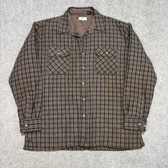 Briggs New York Other - Briggs Quilted Lined Flannel Shirt Jacket Mens XL Brown Plaid Heavy Workwear